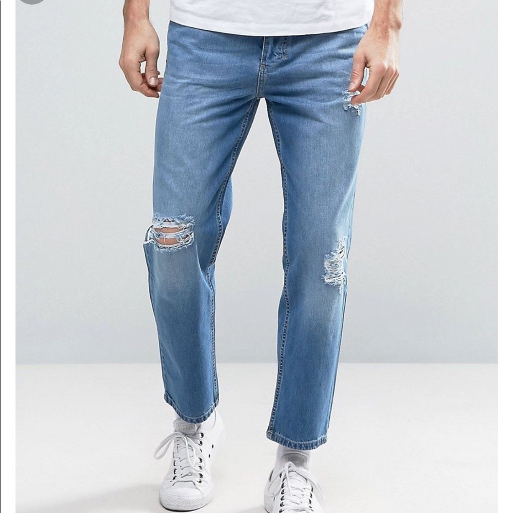 Religion Rehab Ripped Jeans in Washed Blue mens W34 L32